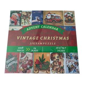 Vintage Christmas Advent Calendar Jigsaw Puzzle 1008 Pieces 24 Boxes Holiday